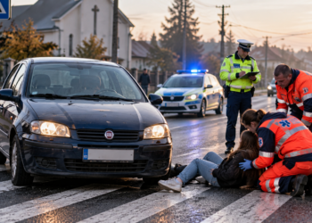 O adolescentă de 16 ani a fost lovită de mașina unui șofer de 73 de ani, în timp ce traversa regulamentar pe o trecere de pietoni din Bădeuți