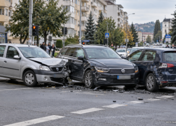 Accident cu trei mașini pe bulevardul George Enescu din Suceava. O șoferiță de 22 de ani a ajuns la spital după ce un tânăr nu i-a acordat prioritate