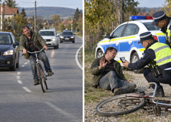 Bețivii pe două roți, un pericol permanent pe drumurile județului Suceava! Un biciclist a fost amendat după ce și-a ”crăpat capul” de asfalt și a refuzat testarea cu etilotestul. O cameră de supraveghere l-a surprins pedalând în zigzag