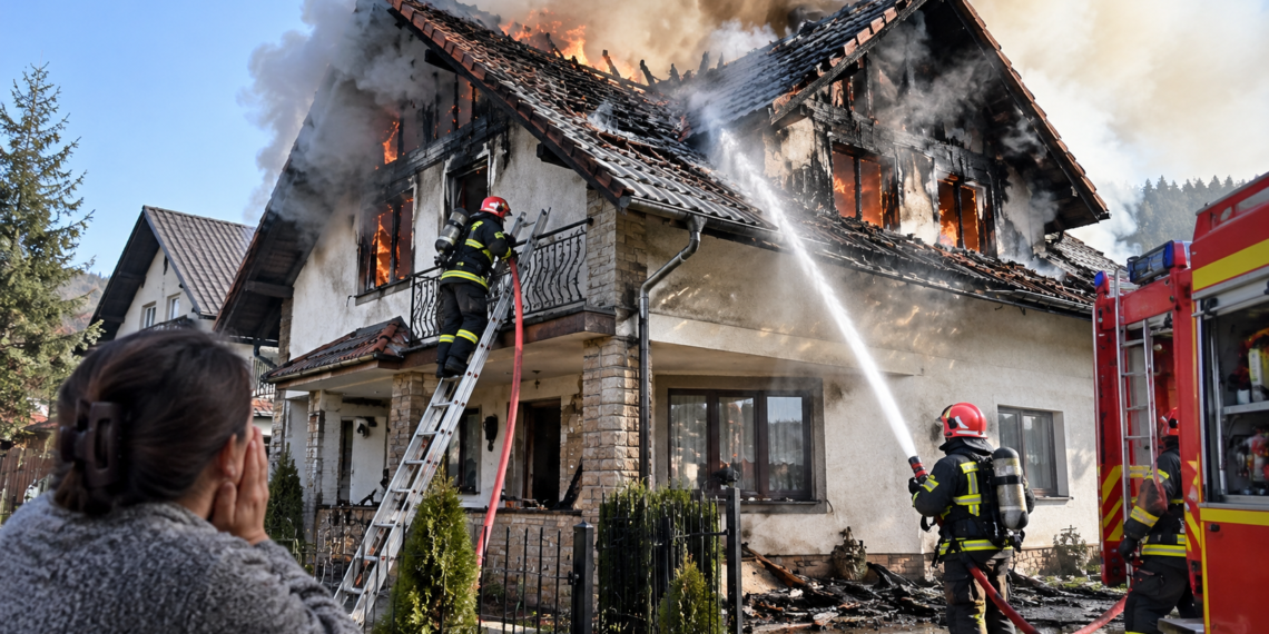 Incendiu cu pagube de circa 100.000 de lei la o casă din Bucșoaia. O vecină a observat fumul gros care ieșea de la mansardă și a dat alarma