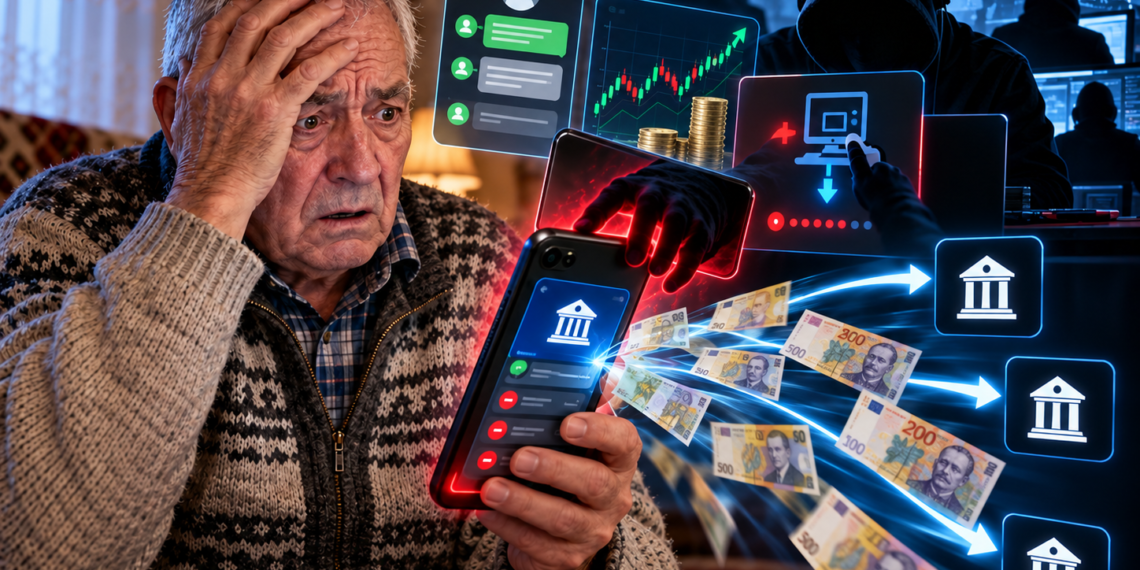 Un sucevean de 68 de ani a rămas fără 10.000 de lei după ce a fost păcălit de falși brokeri de investiții. A instalat o aplicație pe telefon și a privit neputincios cum escrocii îi goleau conturile bancare