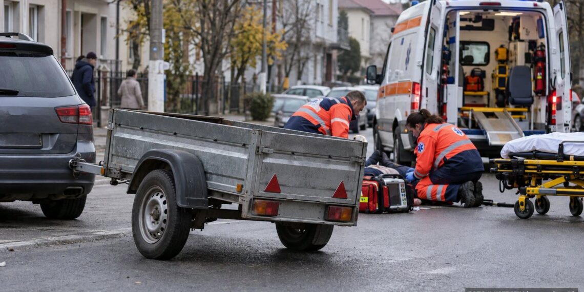 Detalii despre accidentul mortal de la Fălticeni. Un bărbat de 66 de ani s-a dezechilibrat pe trotuar și a căzut pe trecerea de pietoni, fiind călcat de roata unei rulote tractate de un BMW condus de un tânăr de 22 de ani
