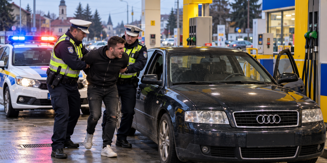 A încercat să-i fenteze pe polițiști cu o intrare fulger la Petrom, dar șmecheria i-a ieșit pe nas. Un rădăuțean cu permisul suspendat a fost scos din mașină, încătușat și băgat la răcoare pentru 24 de ore
