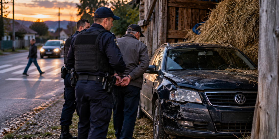 Șofer reținut după ce a lovit un pieton în Vicovu de Sus și a plecat de la locul accidentului. Polițiștii au găsit mașina ascunsă în spatele unui fânar