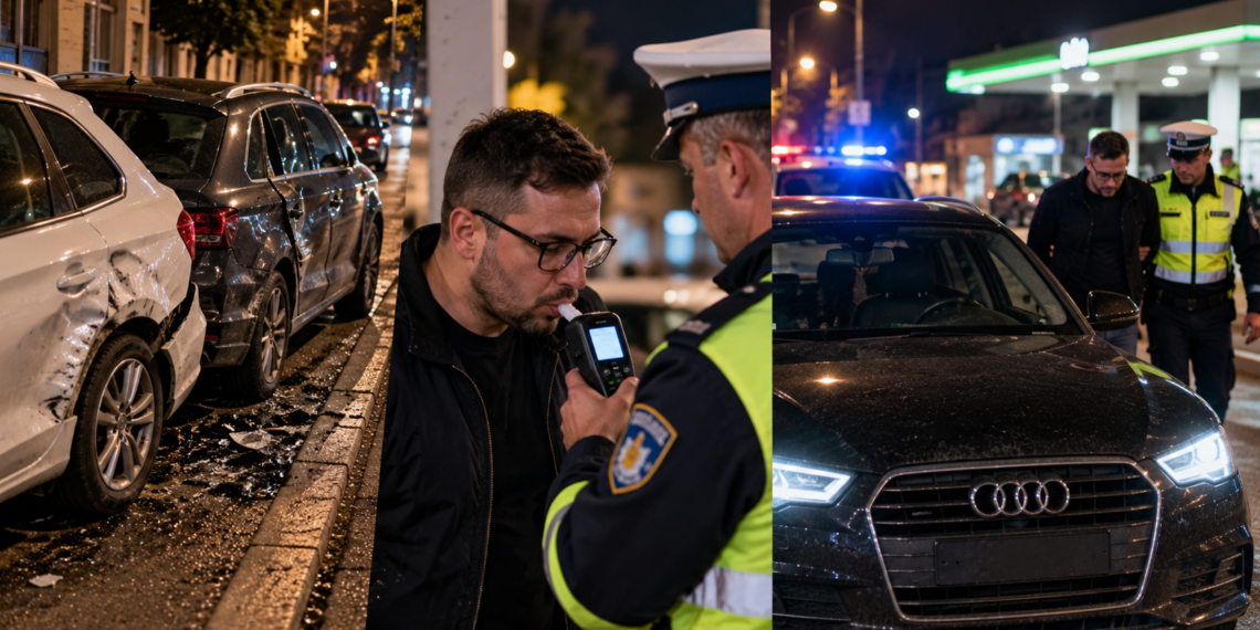 S-a ”alimentat” zdravăn înainte să urce la volan și a acroșat două mașini parcate. Șoferul a fost găsit de polițiști după circa 30 de minute