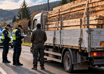 Șofer din Panaci, amendat cu 6.000 de lei după ce a fost prins ”plimbând” fără acte peste 4,5 metri cubi de cherestea prin Șaru Dornei