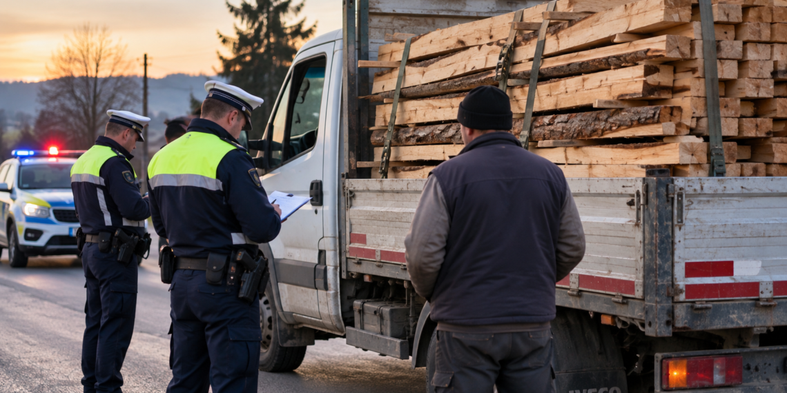 Șofer amendat cu 4.000 de lei după ce a fost prins transportând 4,56 metri cubi de cherestea fără acte prin Pătrăuți. Polițiștii i-au confiscat întreaga încărcătură