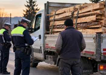 Șofer amendat cu 4.000 de lei după ce a fost prins transportând 4,56 metri cubi de cherestea fără acte prin Pătrăuți. Polițiștii i-au confiscat întreaga încărcătură